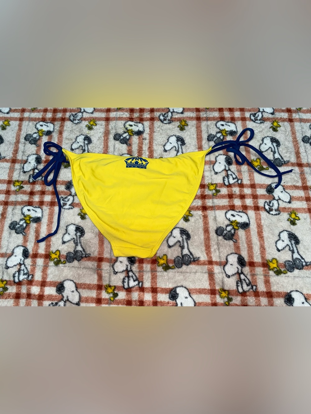 Corona Yellow Bikini Bottom with Navy Ties